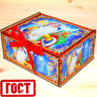 Детский новогодний подарок по ГОСТу в упаковке из дерева 2026 в Сабурово
